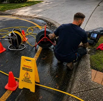 Repairing a burst drain pipe at a Beecroft home
